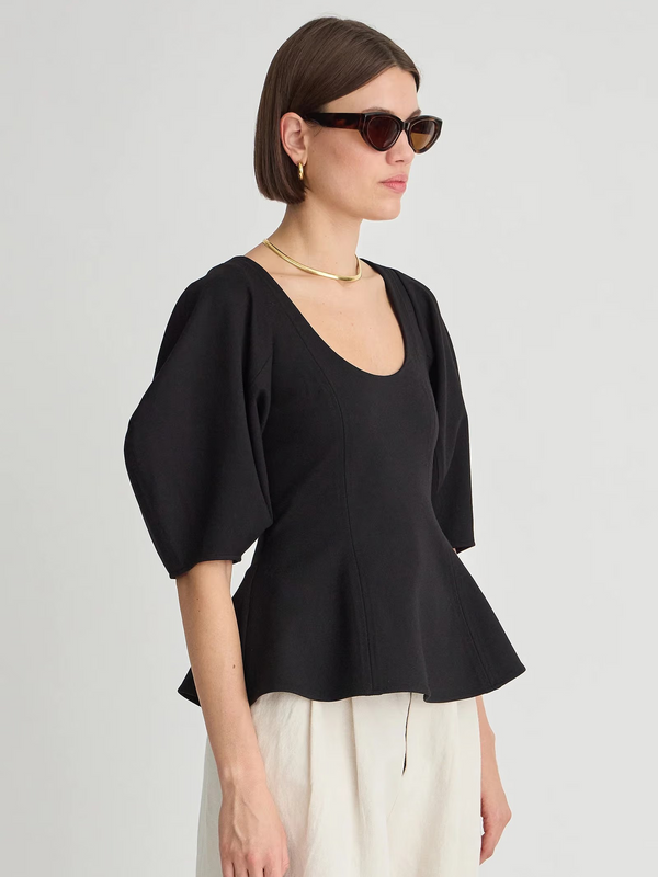 Bebe Ponte Peplum Top