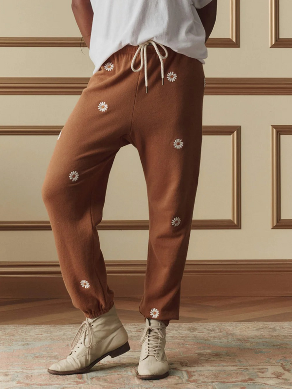The Stadium Sweatpant W/ Floating Daisy Embroidery