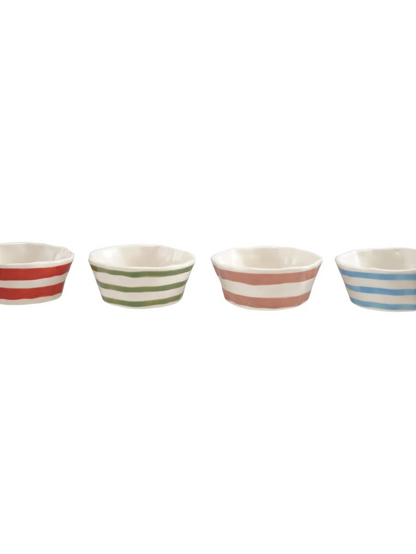 Hand-Painted Stoneware Striped Bowl