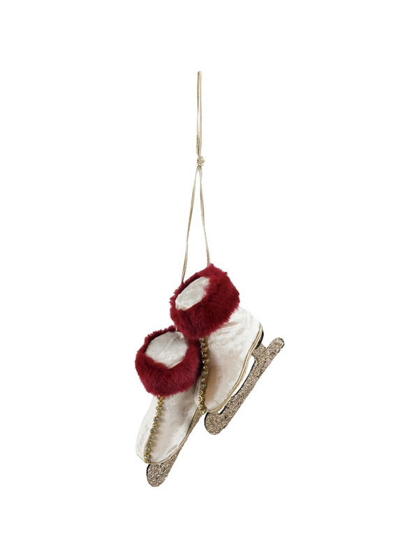 Foam & Fabric Ice Skates Ornament Faux Fur