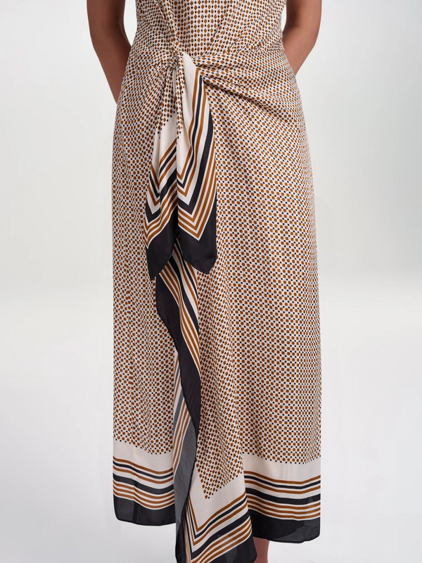 Aliana Scarf Print Midi Dress