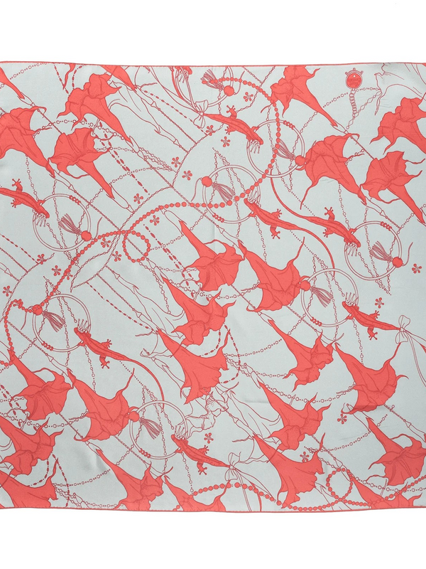 "Datura" Silk Bandana Scarf - Silver