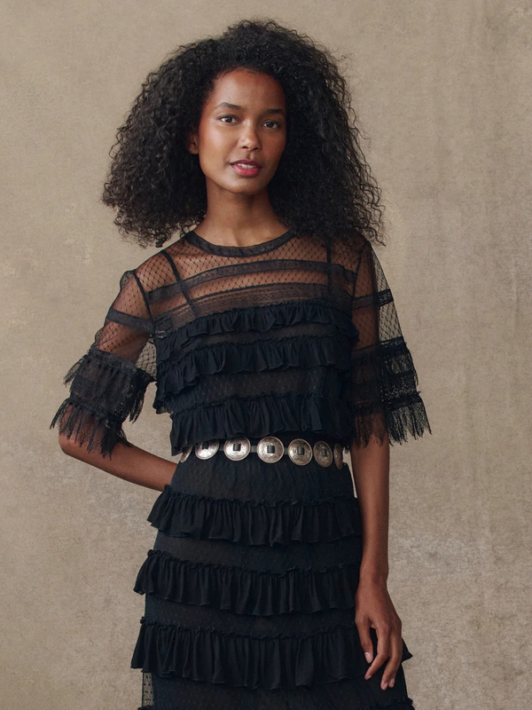 The Winter Mesh Flounce Top