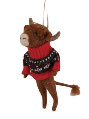 Wool Felt Animal in Sweater Ornamnent