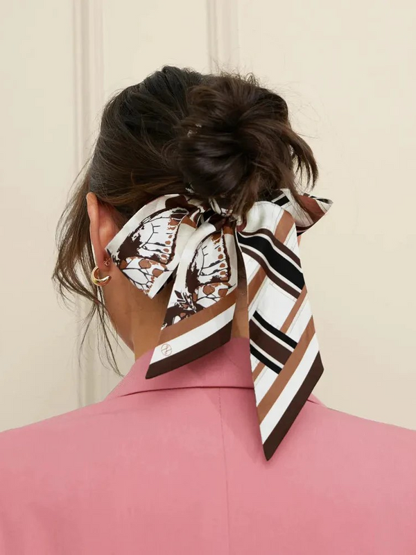 Lost Pattern x Leatherology Silk Twill Skinny Scarf - Neutral