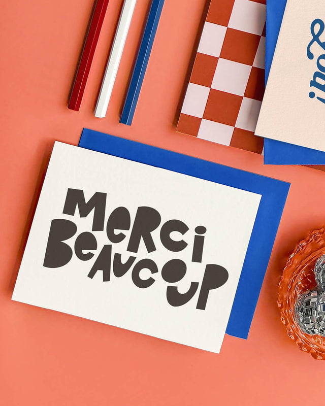 Merci Beaucoup, Letterpress Thank You Greeting Card