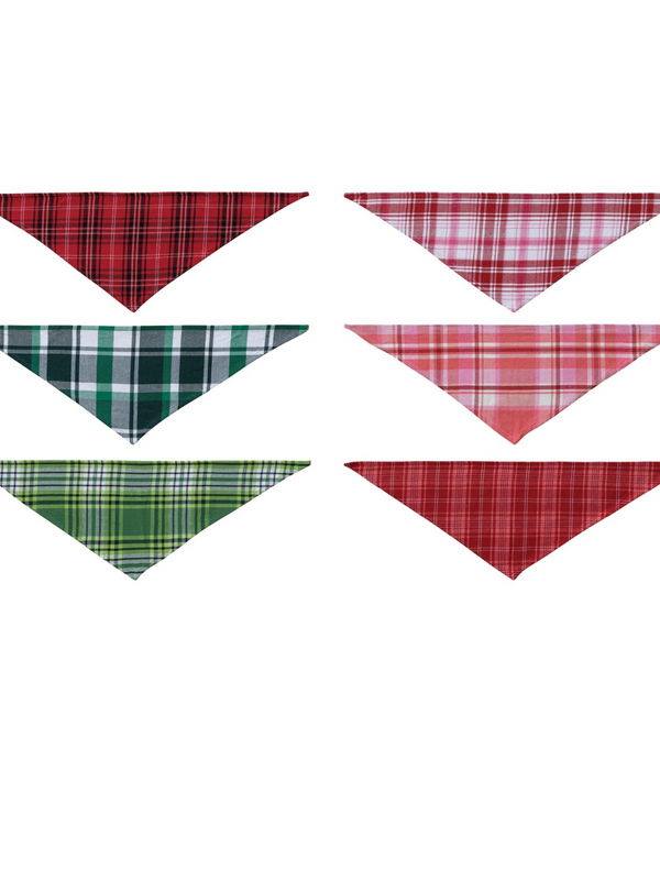 Cotton Flannel Dog Scarf w/ Plaid Pattern