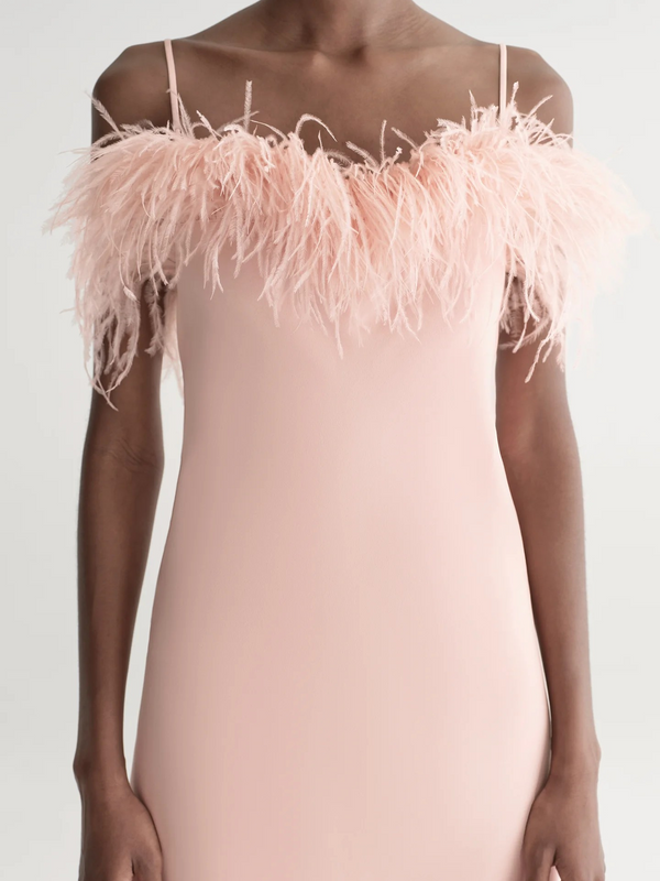 Opal Feather Trimmed Mini Dress