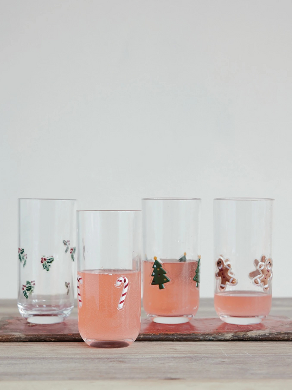 18 oz Acrylic Drinking Glass w/ Embedded Holiday Icons