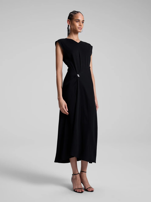 Mary Hammered Crepe Midi Dress