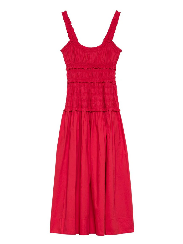 doen marianne dress red Doen Organic Cotton Marianne Midi Dress in Red