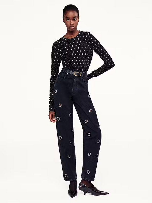 Dotted Stretch Mesh Top