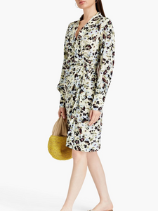 Printed Crepe Wrap Dress