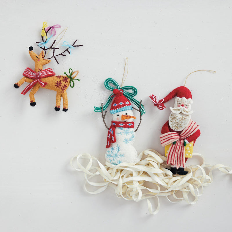 Handmade Wool Felt Holiday Icon Ornament w/ Embroidery