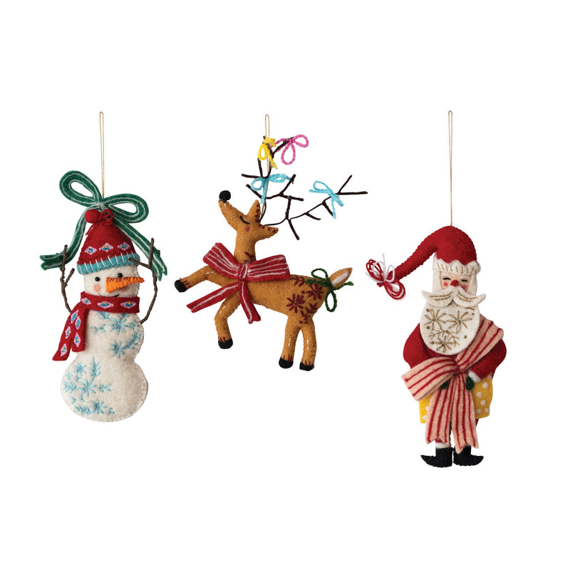 Handmade Wool Felt Holiday Icon Ornament w/ Embroidery