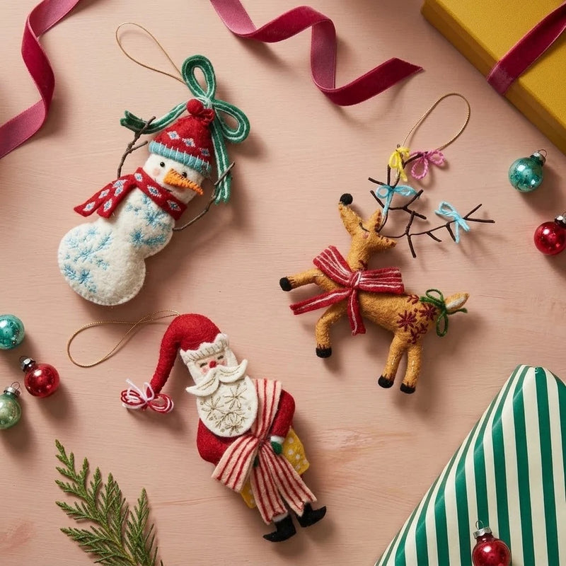 Handmade Wool Felt Holiday Icon Ornament w/ Embroidery