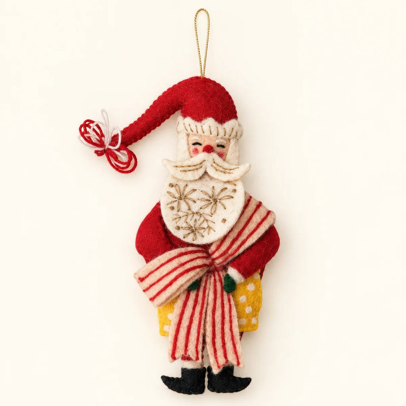 Handmade Wool Felt Holiday Icon Ornament w/ Embroidery