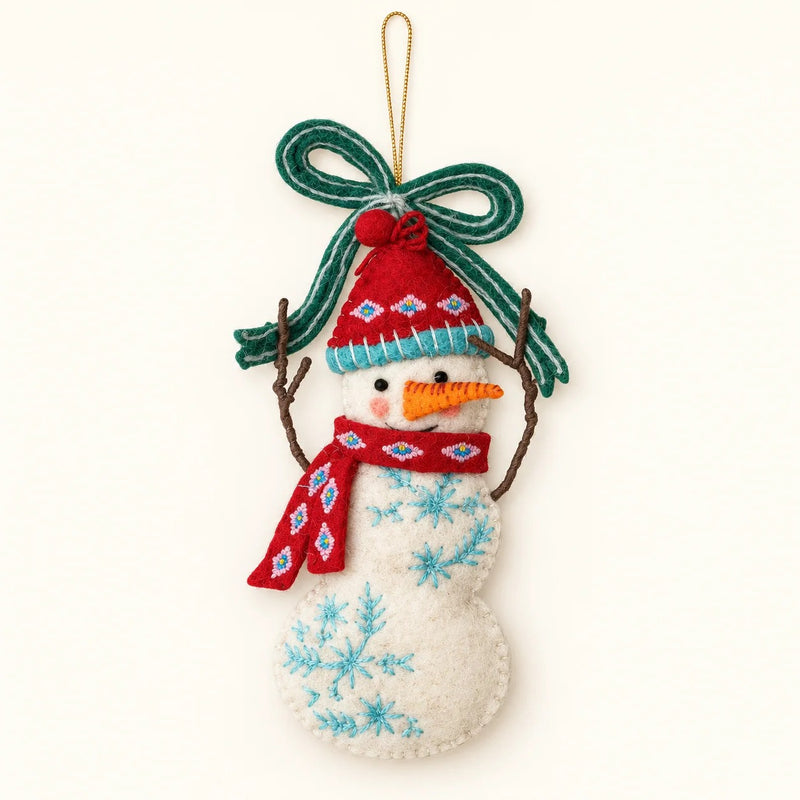 Handmade Wool Felt Holiday Icon Ornament w/ Embroidery