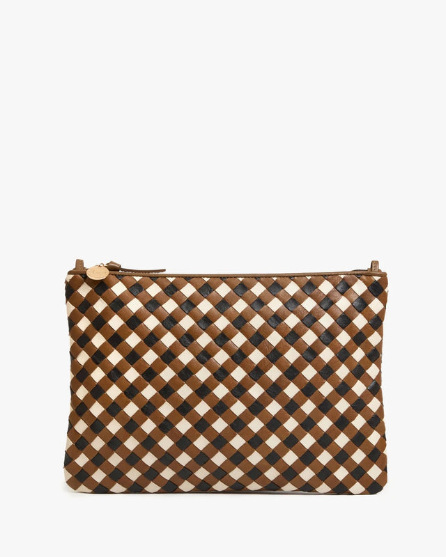 Flat Clutch w/ Tabs woven diagonal Oat Multi
