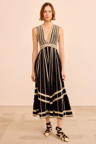 Palermo Deep V Midi Dress