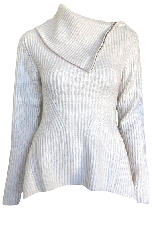 Keyara Foldover Collar Peplum Sweater