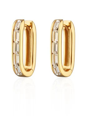 Oval Baguette Hoop Earrings