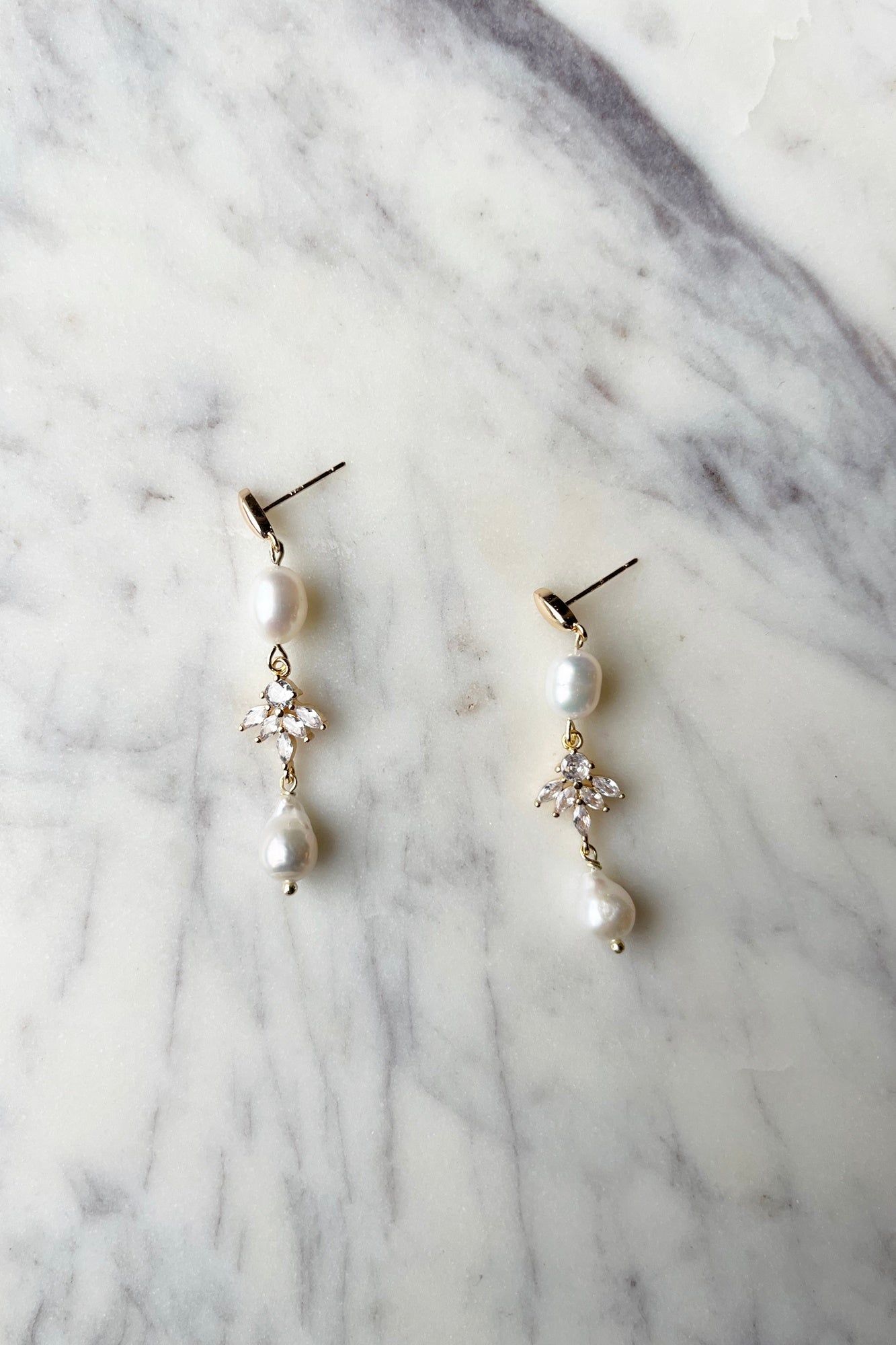 Pearl And Marquise Shaped Drops