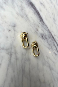 Signature Link Double Cross Earrings-Gold