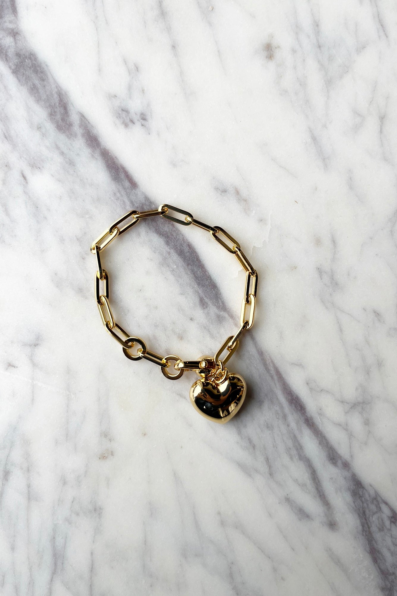 Puffy Heart Bracelet-Gold