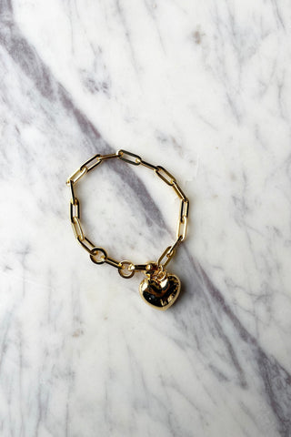 Puffy Heart Bracelet-Gold