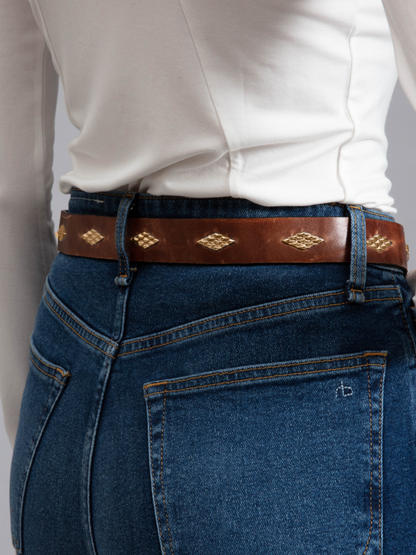 Colin Studded Belt - Brown