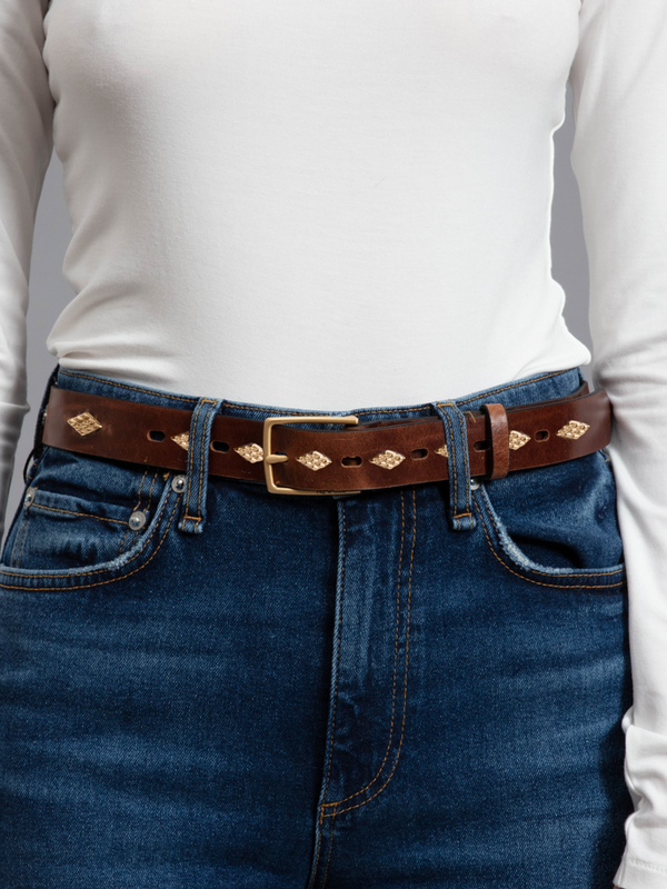 Colin Studded Belt - Brown