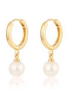 Modern Pearl Hoop Earrings