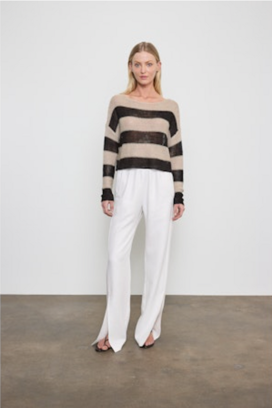 Stripe Linen Bateau Sweater
