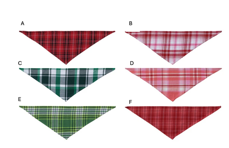 Cotton Flannel Dog Scarf w/ Plaid Pattern