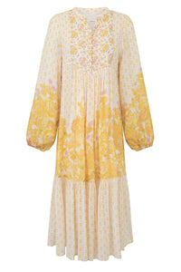 Yellow Rose Boho Midi Dress