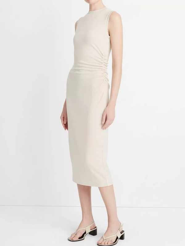 Sleeveless Gathered-Waist Dress