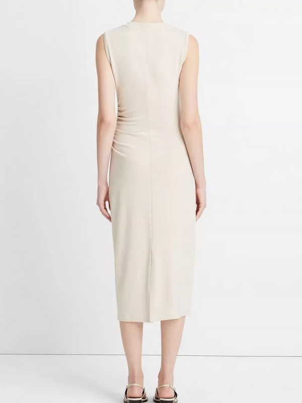 Sleeveless Gathered-Waist Dress