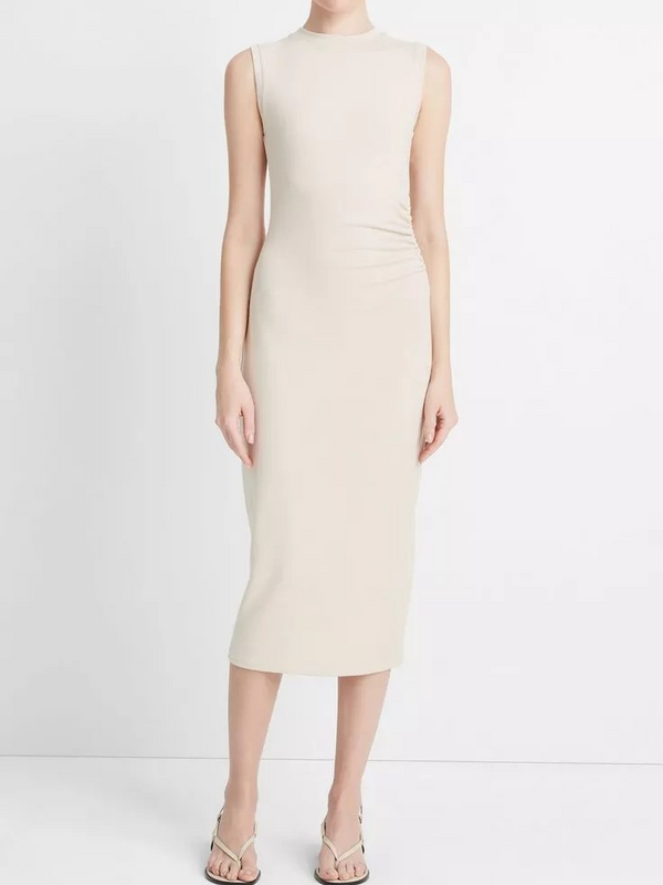 Sleeveless Gathered-Waist Dress