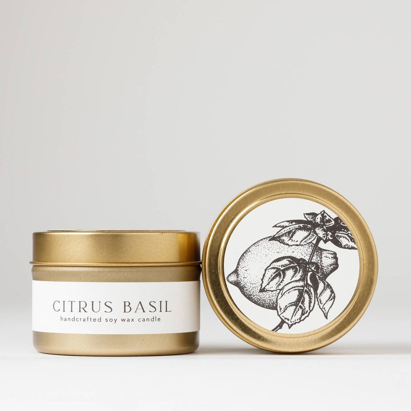 Citrus Basil Tin Soy Candle | mothers day spring