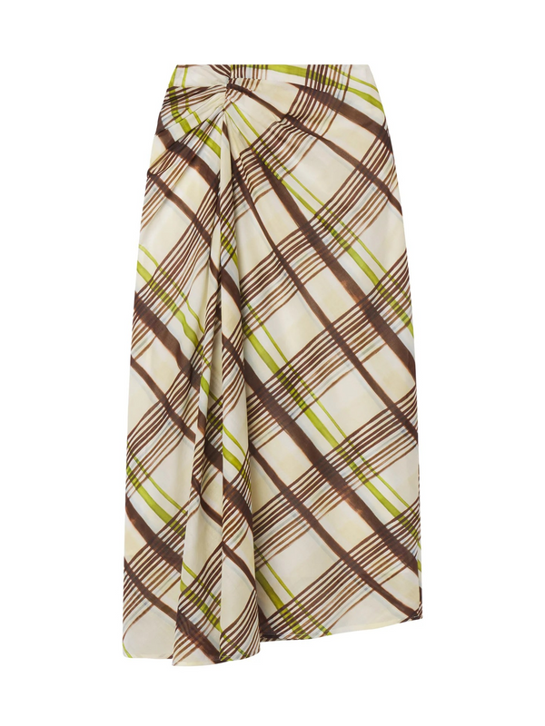 Jean Plaid Cotton Midi Skirt