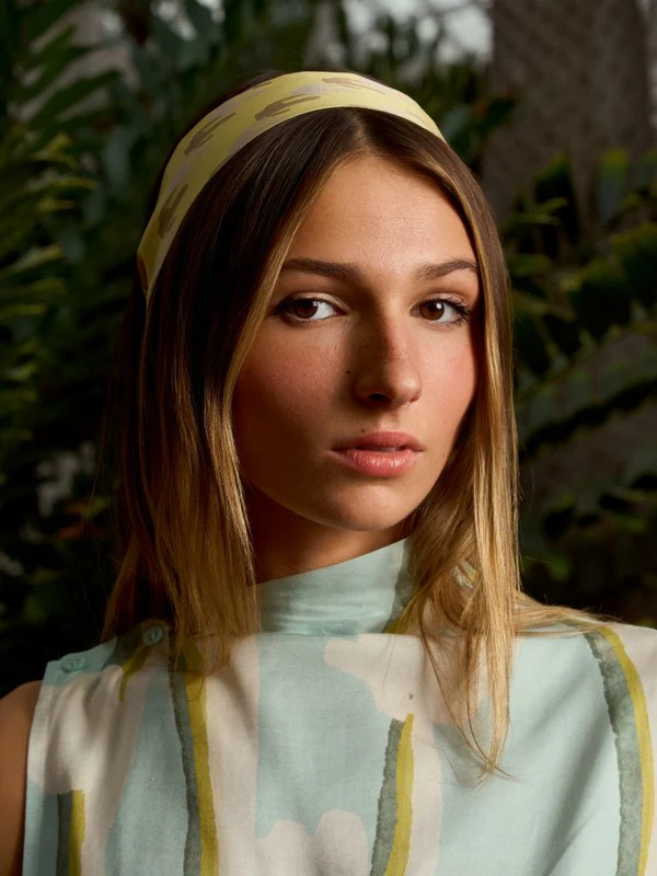 "Oasis Charms" Silk Skinny Scarf - Green