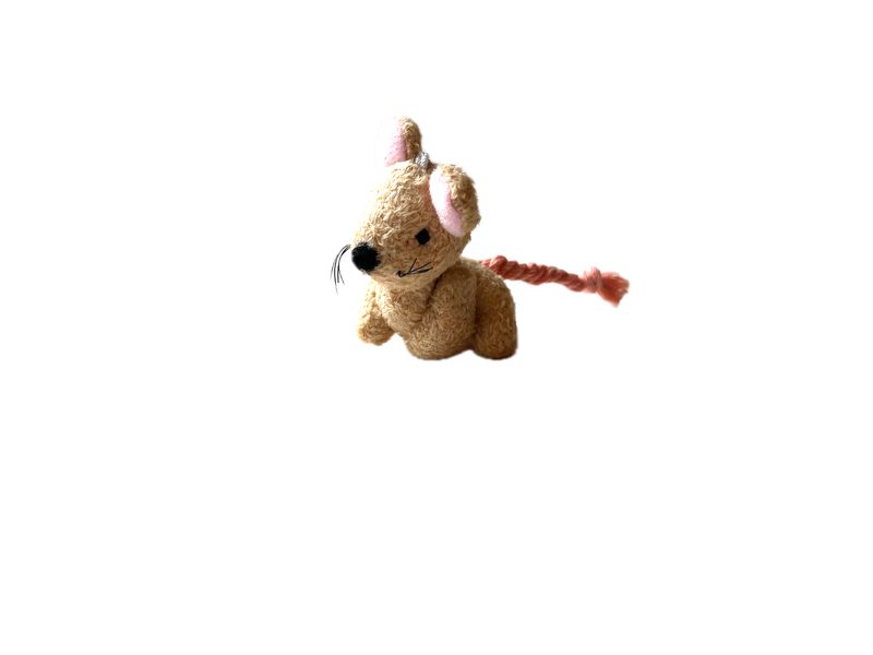 Miniature Plush Mouse Beige