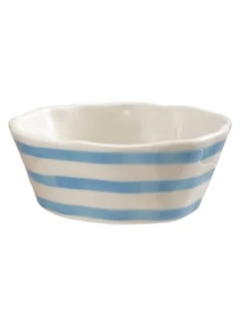 Hand-Painted Stoneware Striped Bowl