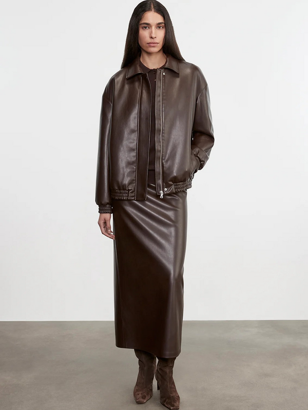 Leather Hi-Waist Curve Skirt