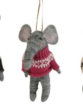 Wool Felt Animal in Sweater Ornamnent