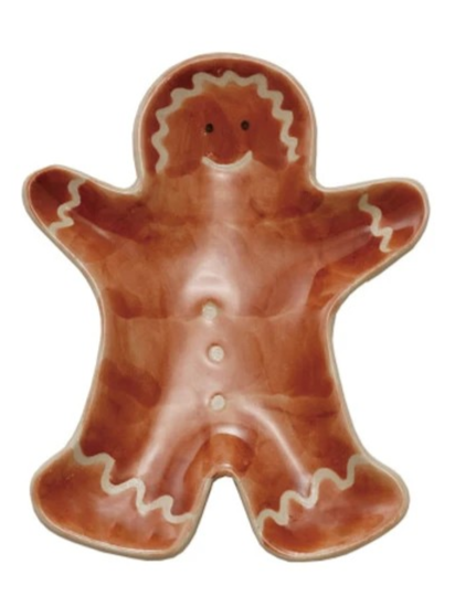 Hand-Painted Stoneware Holiday Shaped Dish