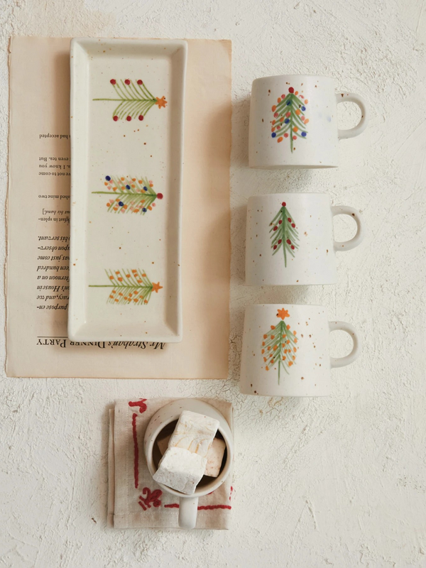 12 oz Stoneware Mug w/ Christmas Tree