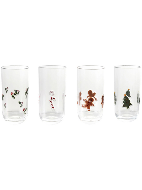 18 oz Acrylic Drinking Glass w/ Embedded Holiday Icons