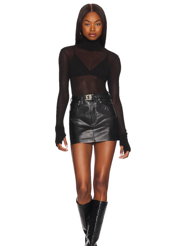 Cotton Mesh Cuffed L/S Turtleneck